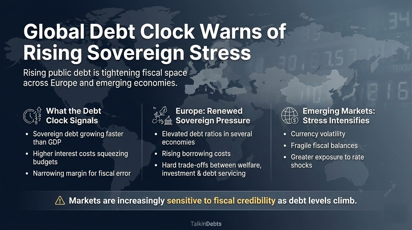 Global Debt Clock Signals Rising Sovereign Stress in Europe and Emerging Markets Global Debt Clock Warns of Rising Sovereign Stress
